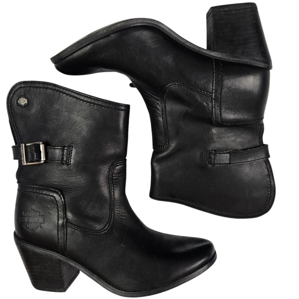 HARLEY DAVIDSON PAMPAS SHORT WESTERN BLACK WOMENS BOOTS SIZE 6.5 M